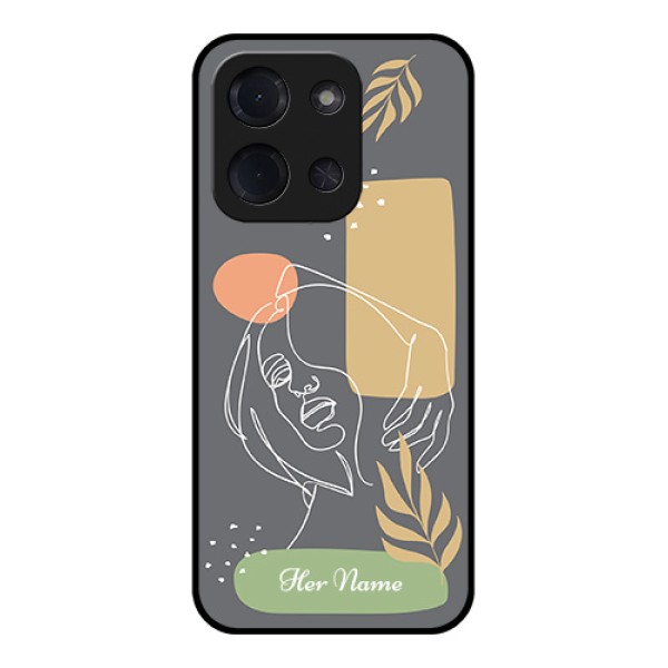 Poco C85 5G Custom Glass Phone Case - Gazing Woman Line Art Design Poco C85 5G Custom Glass Phone Case - Gazing Woman Line Art Design