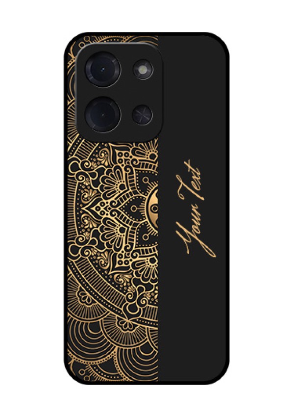 Poco C85 5G Custom Glass Phone Case - Mandala Art With Custom Text Design