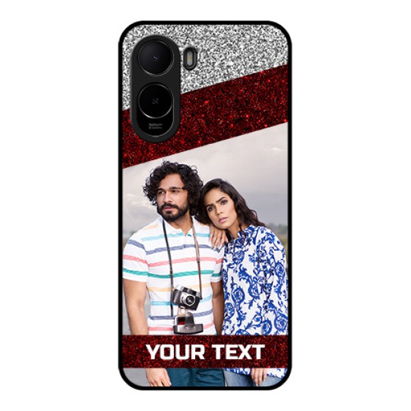 Poco C85x 5G Custom Glass Phone Case - Image Holder With Glitter Strip Design Poco C85x 5G Custom Glass Phone Case - Image Holder With Glitter Strip Design