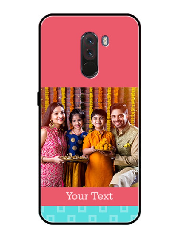 Custom Pcoco F1 Personalized Glass Phone Case  - Peach & Blue Color Design