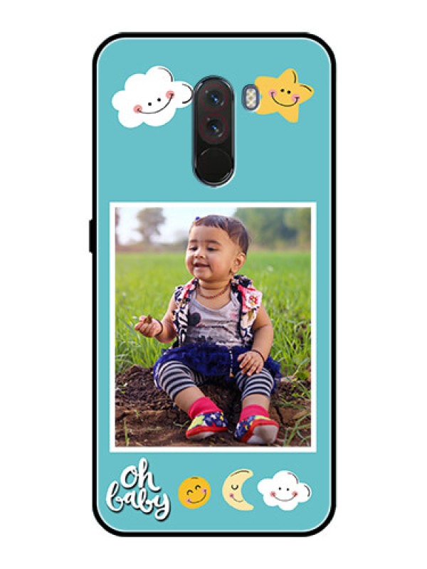 Custom Pcoco F1 Personalized Glass Phone Case  - Smiley Kids Stars Design