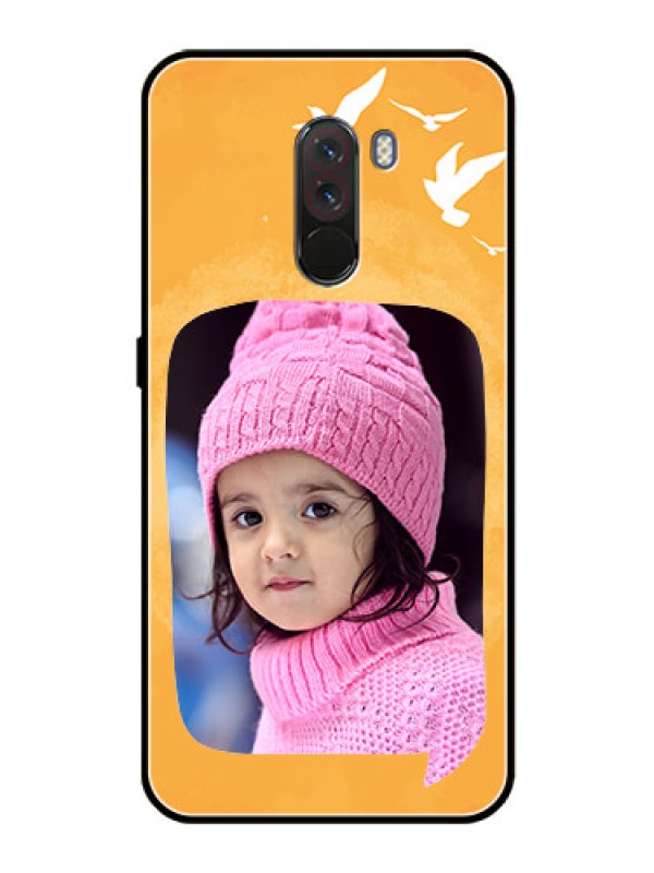 Custom Pcoco F1 Personalized Glass Phone Case  - Water Color Design with Bird Icons