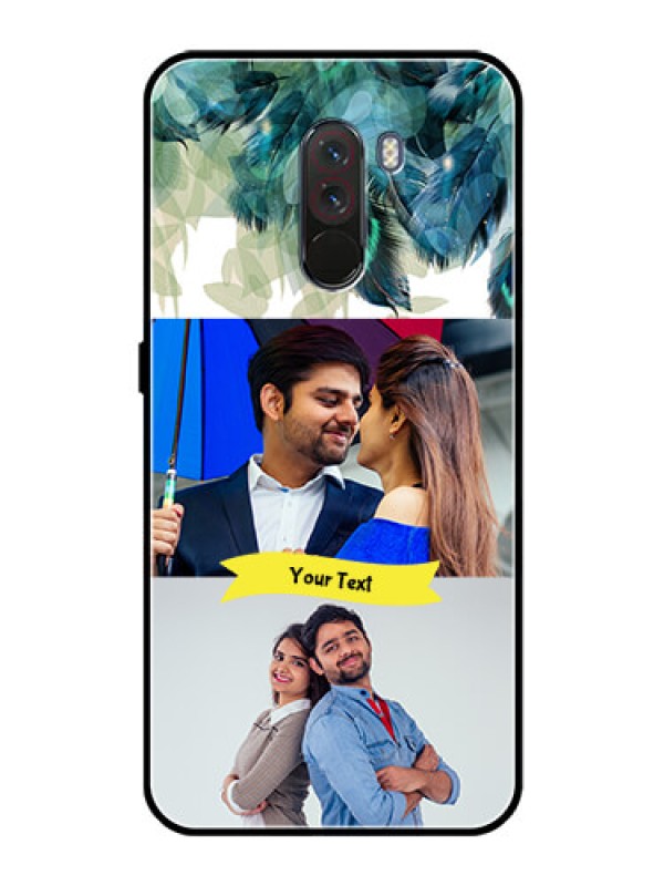 Custom Pcoco F1 Personalized Glass Phone Case  - Image with Boho Peacock Feather Design