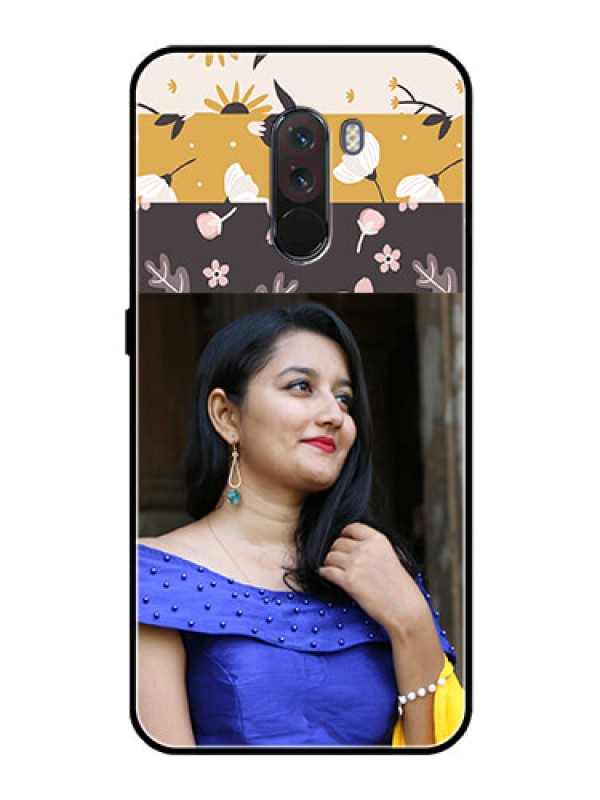 Custom Pcoco F1 Custom Glass Phone Case  - Stylish Floral Design