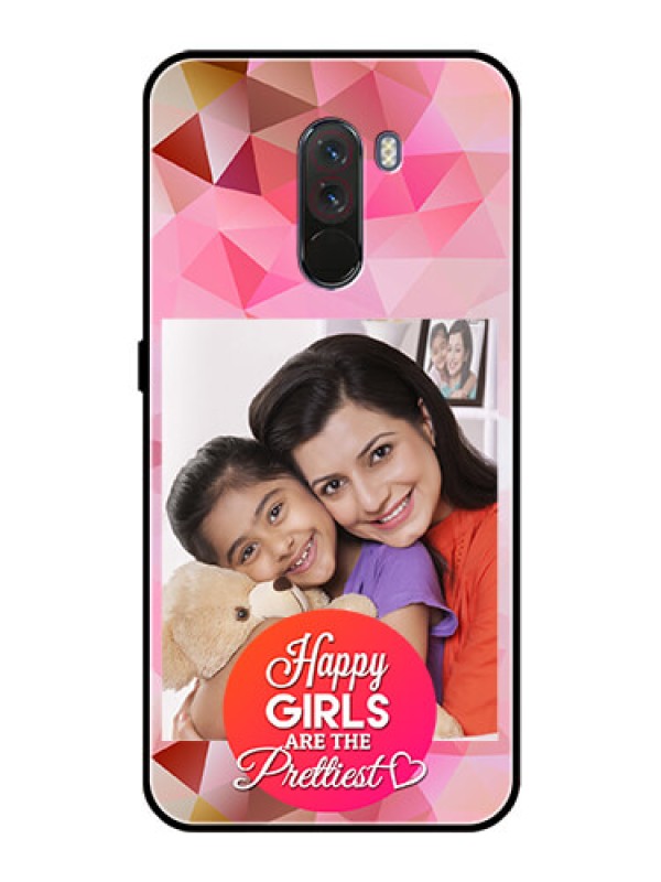 Custom Pcoco F1 Photo Printing on Glass Case  - Abstract Triangle Design