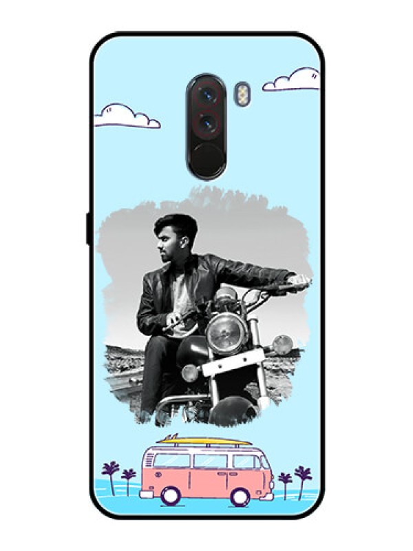 Custom Pcoco F1 Photo Printing on Glass Case  - Travel & Adventure Design