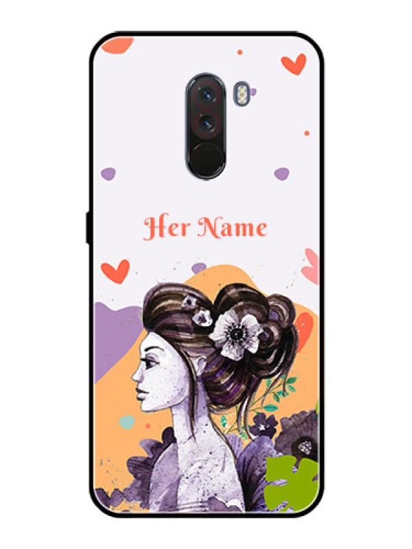 Custom Poco F1 Personalized Glass Phone Case - Woman And Nature Design