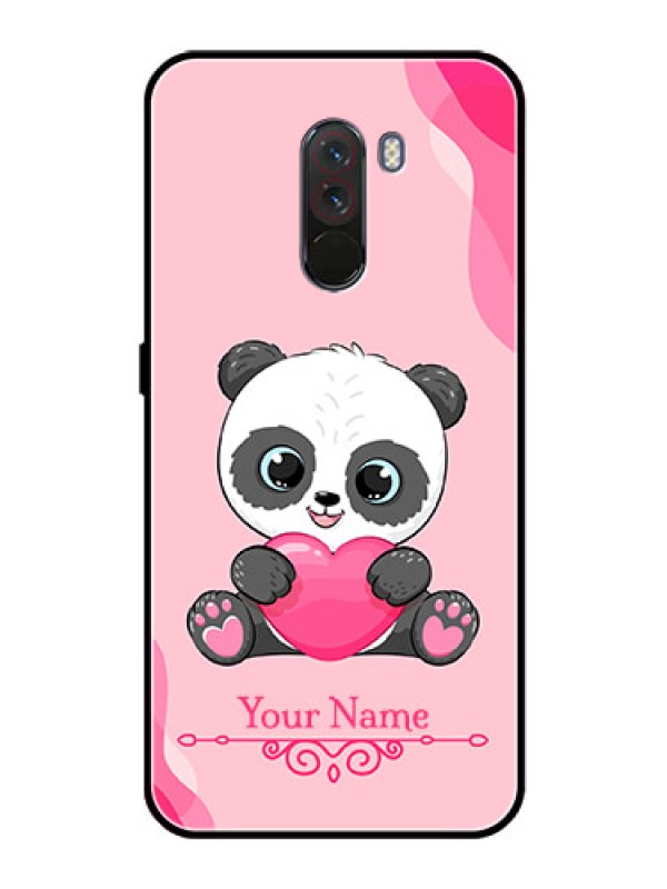 Custom Poco F1 Custom Glass Mobile Case - Cute Panda Design
