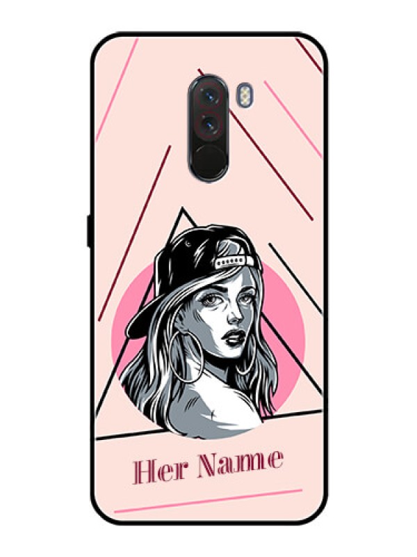 Custom Poco F1 Personalized Glass Phone Case - Rockstar Girl Design
