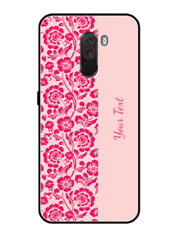 Custom Poco F1 Custom Glass Phone Case - Attractive Floral Pattern Design