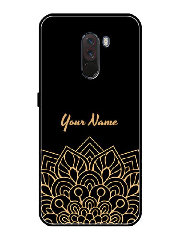 Custom Poco F1 Custom Glass Phone Case - Golden mandala Design