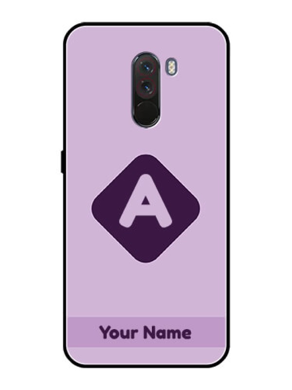 Custom Poco F1 Custom Glass Mobile Case - Custom Letter in curved badge Design