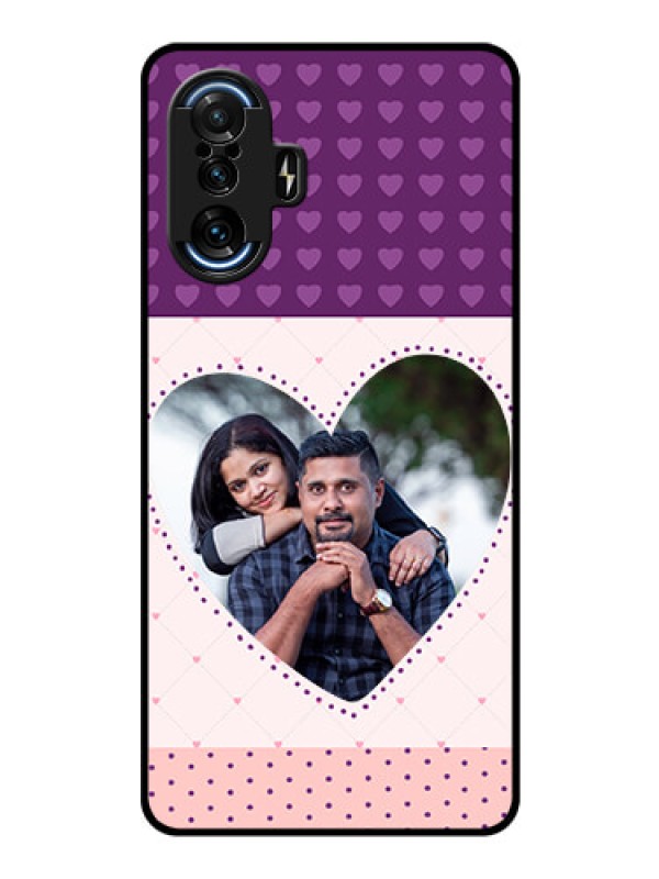 Custom Poco F3 GT Custom Glass Phone Case - Violet Love Dots Design