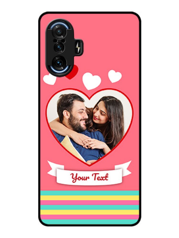 Custom Poco F3 GT Photo Printing on Glass Case - Love Doodle Design