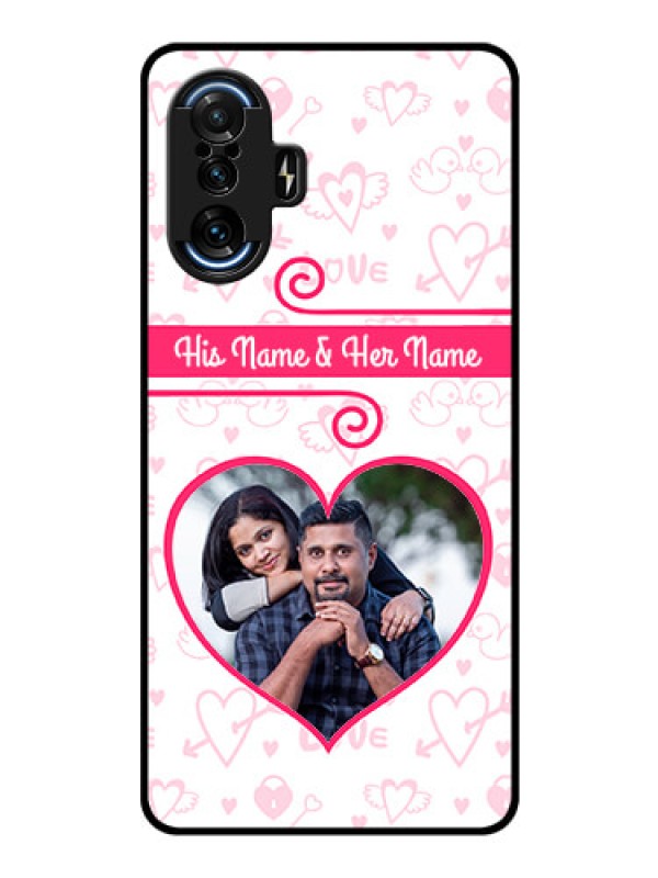 Custom Poco F3 GT Personalized Glass Phone Case - Heart Shape Love Design