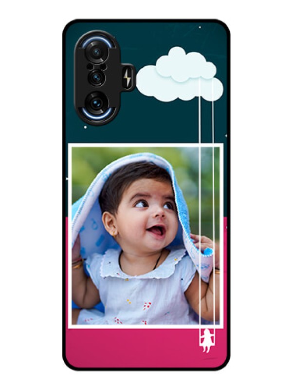 Custom Poco F3 GT Custom Glass Phone Case - Cute Girl with Cloud Design