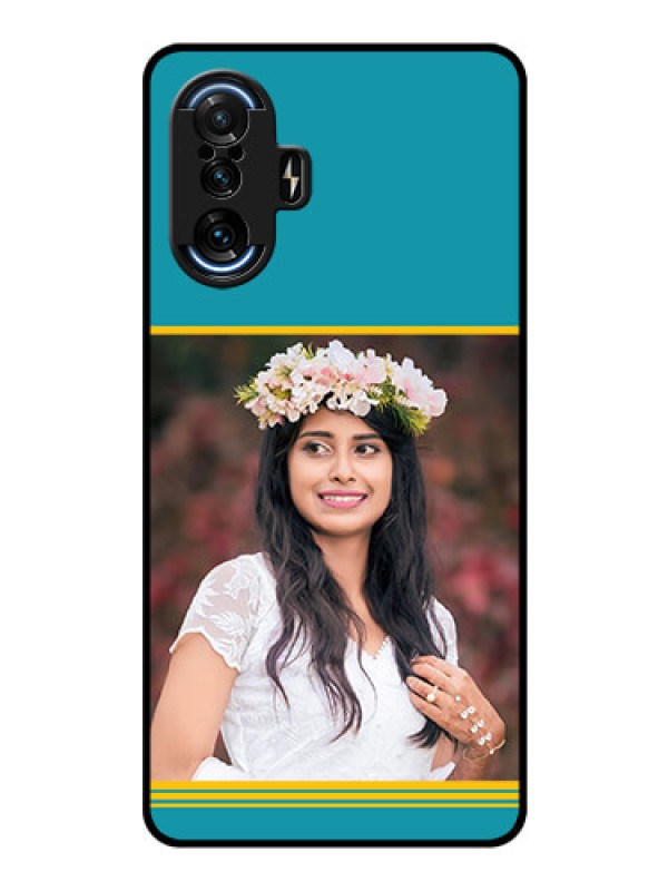 Custom Poco F3 GT Custom Glass Phone Case - Yellow & Blue Design