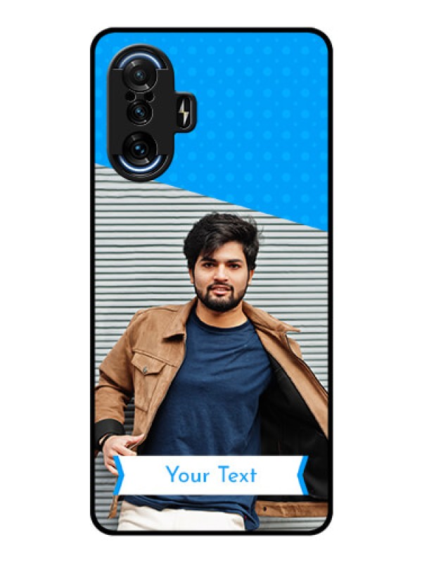 Custom Poco F3 GT Photo Printing on Glass Case - Simple Blue Color Design