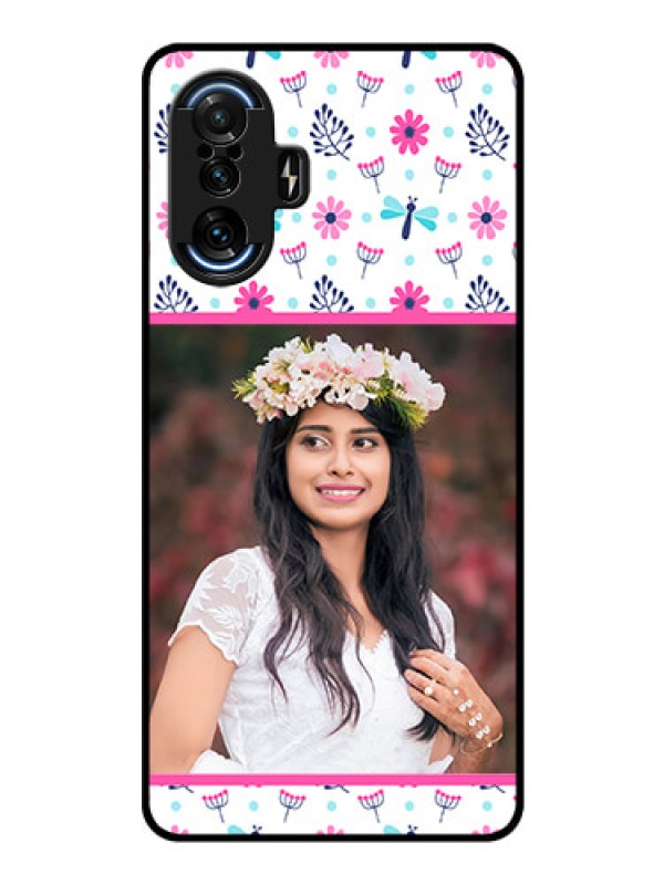 Custom Poco F3 GT Photo Printing on Glass Case - Colorful Flower Design