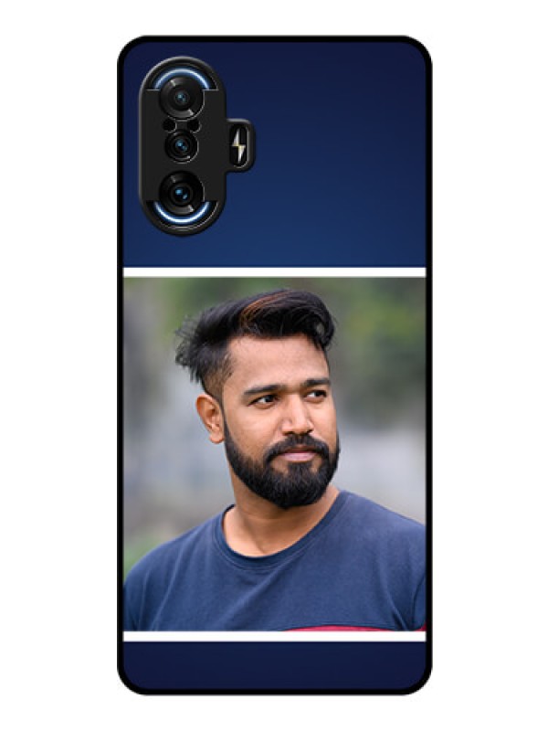 Custom Poco F3 GT Personalized Glass Phone Case - Simple Royal Blue Design