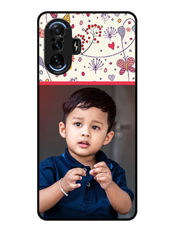 Custom Poco F3 GT Custom Glass Mobile Case - Premium Floral Design