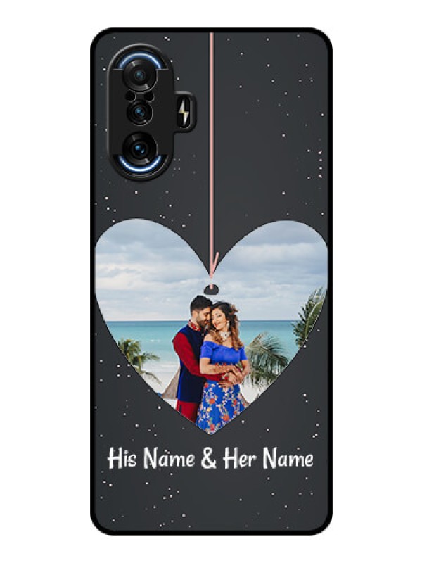 Custom Poco F3 GT Custom Glass Phone Case - Hanging Heart Design