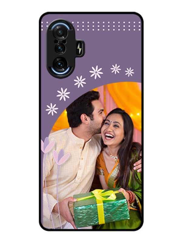 Custom Poco F3 GT Custom Glass Mobile Case - Lavender flowers design