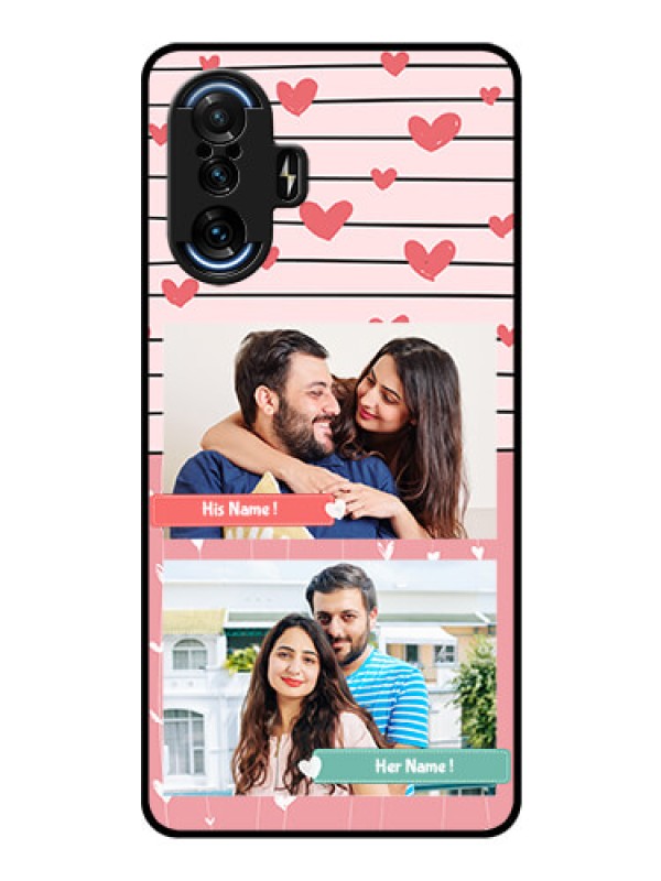 Custom Poco F3 GT Custom Glass Mobile Case - Photo with Heart Design
