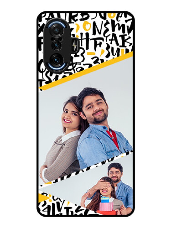 Custom Poco F3 GT Custom Glass Mobile Case - Letters Pattern Design