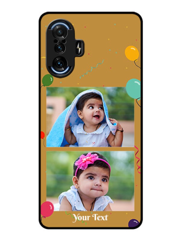 Custom Poco F3 GT Personalized Glass Phone Case - Image Holder with Birthday Celebrations Design