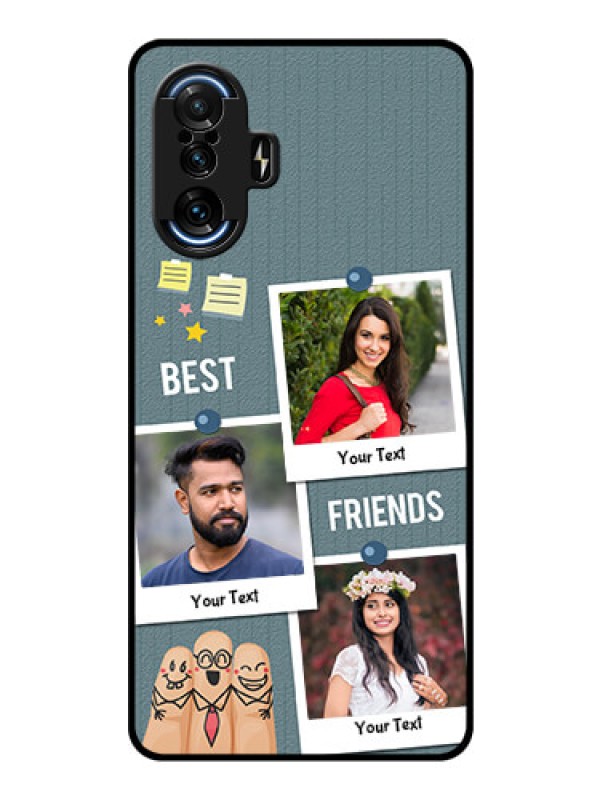 Custom Poco F3 GT Personalized Glass Phone Case - Sticky Frames and Friendship Design