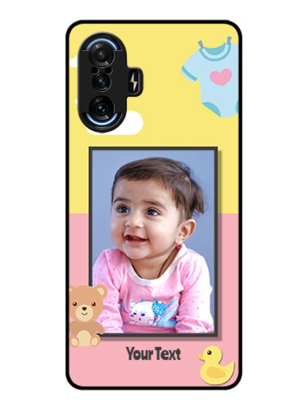 Custom Poco F3 GT Photo Printing on Glass Case - Kids 2 Color Design