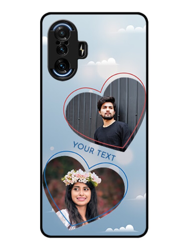 Custom Poco F3 GT Custom Glass Mobile Case - Blue Color Couple Design