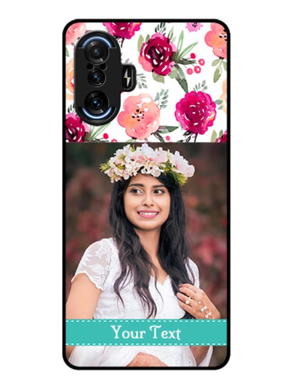 Custom Poco F3 GT Custom Glass Phone Case - Watercolor Floral Design