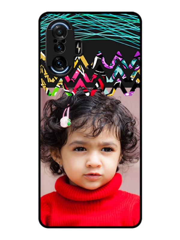 Custom Poco F3 GT Personalized Glass Phone Case - Neon Abstract Design