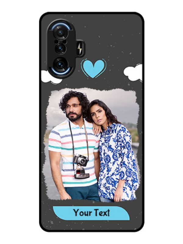 Custom Poco F3 GT Custom Glass Phone Case - Splashes with love doodles Design