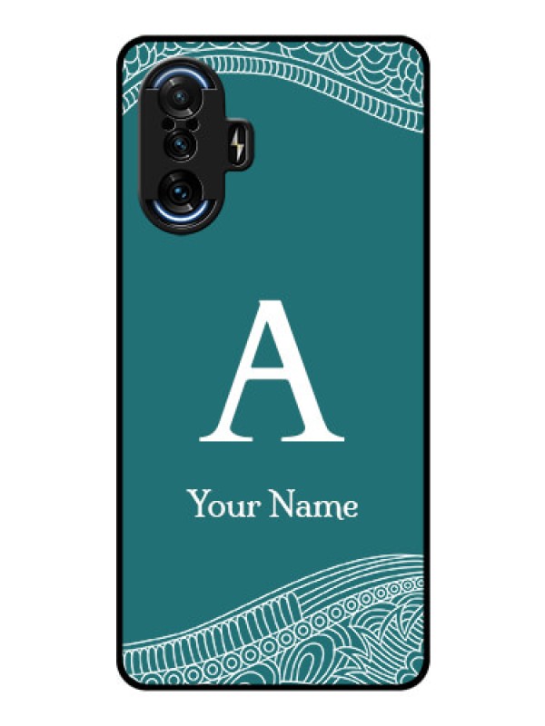 Custom Poco F3 Gt Personalized Glass Phone Case - line art pattern with custom name Design