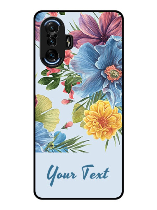 Custom Poco F3 Gt Custom Glass Mobile Case - Stunning Watercolored Flowers Painting Design