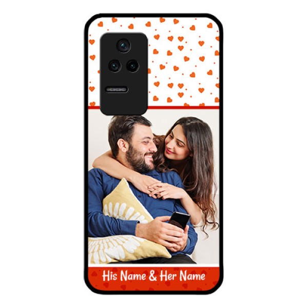 Poco F4 5G Custom Glass Phone Case - Orange Love Symbol Design