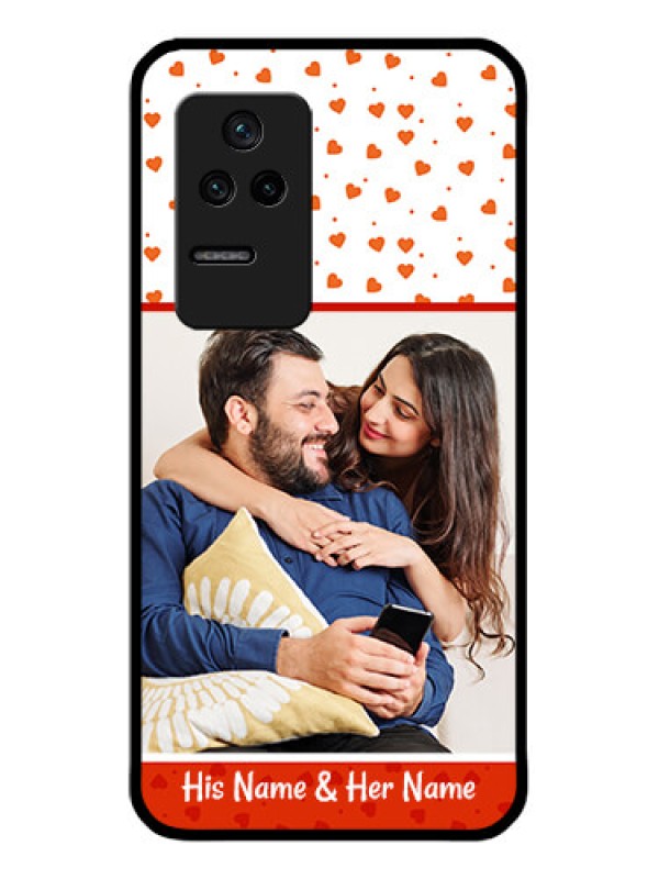 Custom Poco F4 5G Custom Glass Phone Case - Orange Love Symbol Design
