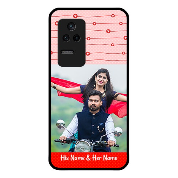 Poco F4 5G Personalized Glass Phone Case - Red Pattern Case Design