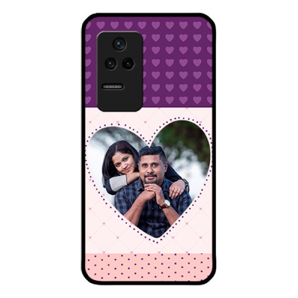 Poco F4 5G Custom Glass Phone Case - Violet Love Dots Design