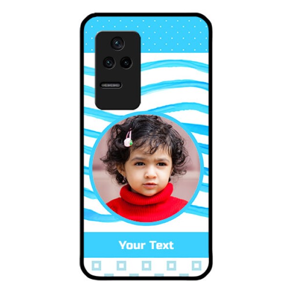 Poco F4 5G Custom Glass Phone Case - Simple Blue Case Design