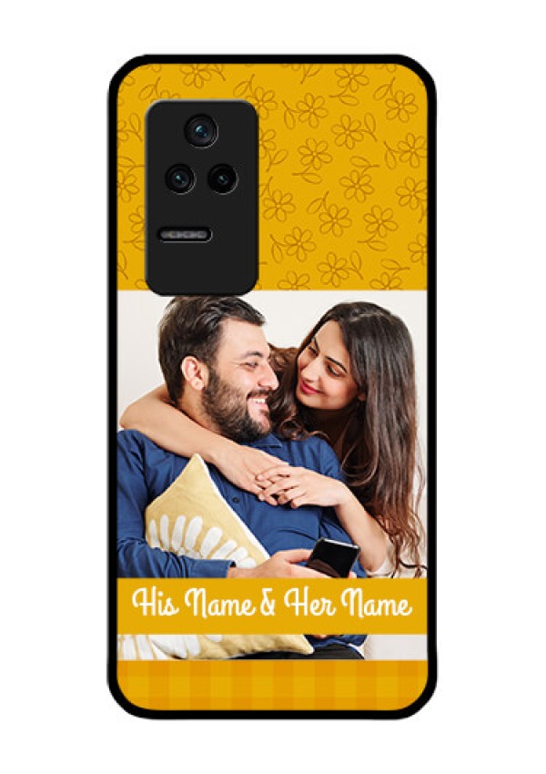 Poco F4 5G Custom Glass Mobile Case - Yellow Floral Design