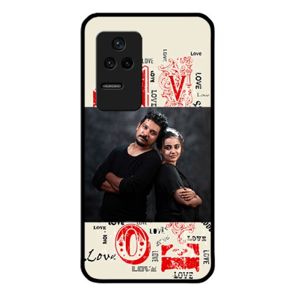 Poco F4 5G Photo Printing on Glass Case - Trendy Love Design Case