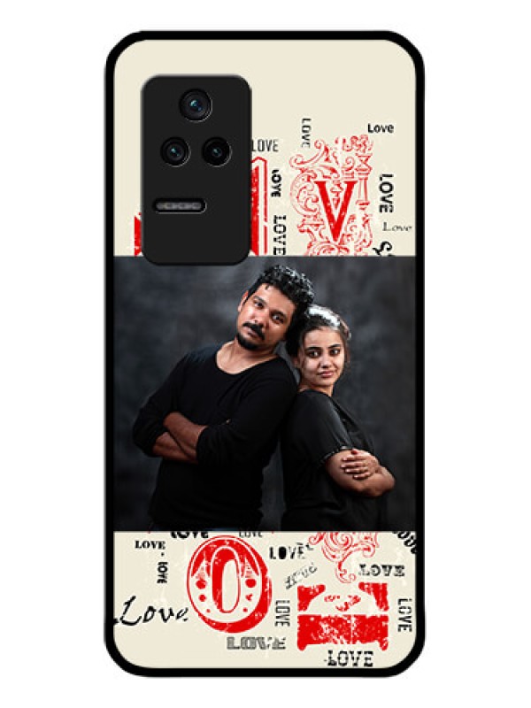 Custom Poco F4 5G Photo Printing on Glass Case - Trendy Love Design Case