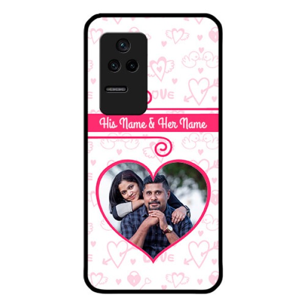 Poco F4 5G Personalized Glass Phone Case - Heart Shape Love Design