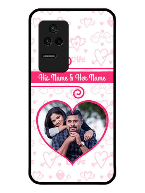 Custom Poco F4 5G Personalized Glass Phone Case - Heart Shape Love Design