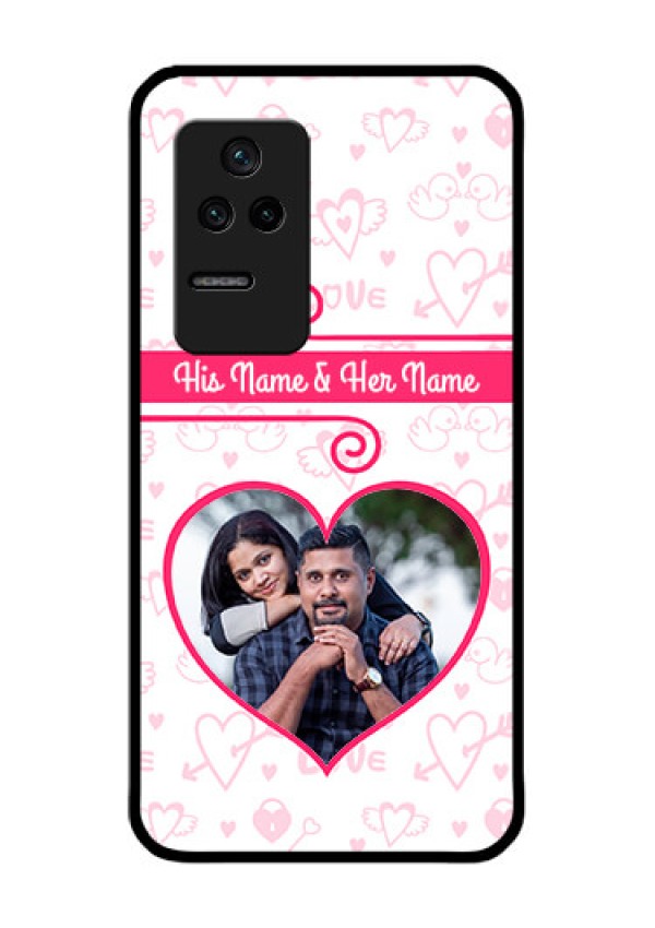 Poco F4 5G Personalized Glass Phone Case - Heart Shape Love Design
