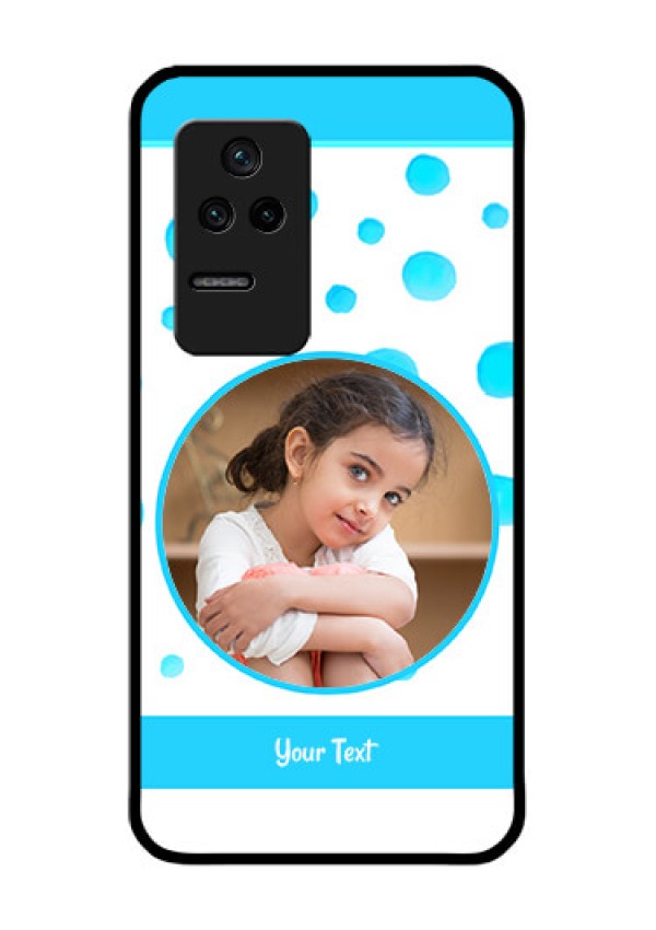 Poco F4 5G Photo Printing on Glass Case - Blue Bubbles Pattern Design